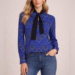 Diane Von Furstenberg Blue and Black Blouse